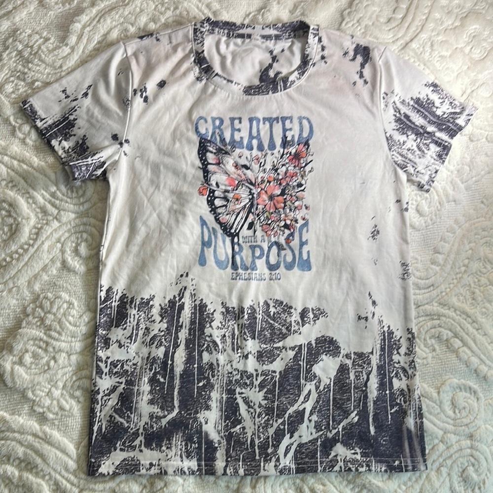 Graphic Tee with Bible verse, Eph 2:10 “Created for a purpose”. Sz S